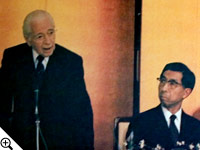 Herbert W. Armstrong addressing Prince Mikasa and other members of the Japanese Diet in Tokyo.
